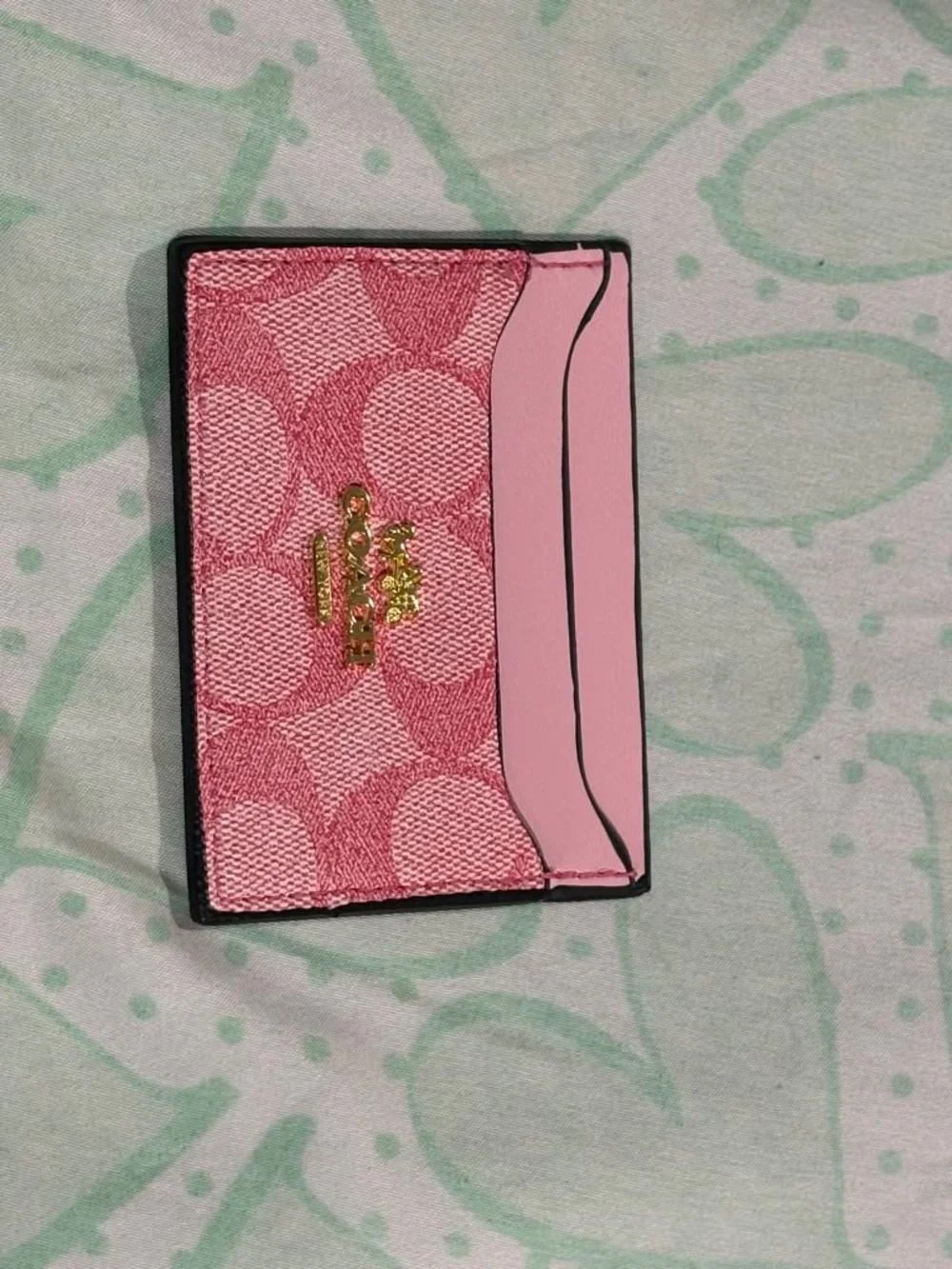 Coach Pink Signature Wristlet with Matching Card Case